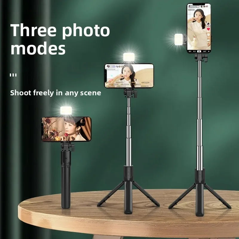 Mobile phone Bluetooth selfie stick live streaming fixed extension rod desktop stand all-in-one selfie tripod