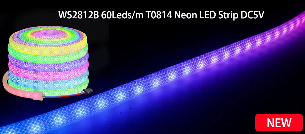 WS2812B WS2811 DC5V Round Reticulate Pattern Neon LED Strip 50Leds/m 360 Degree Smart RGBIC Flexible Silicone Light Tape IP67