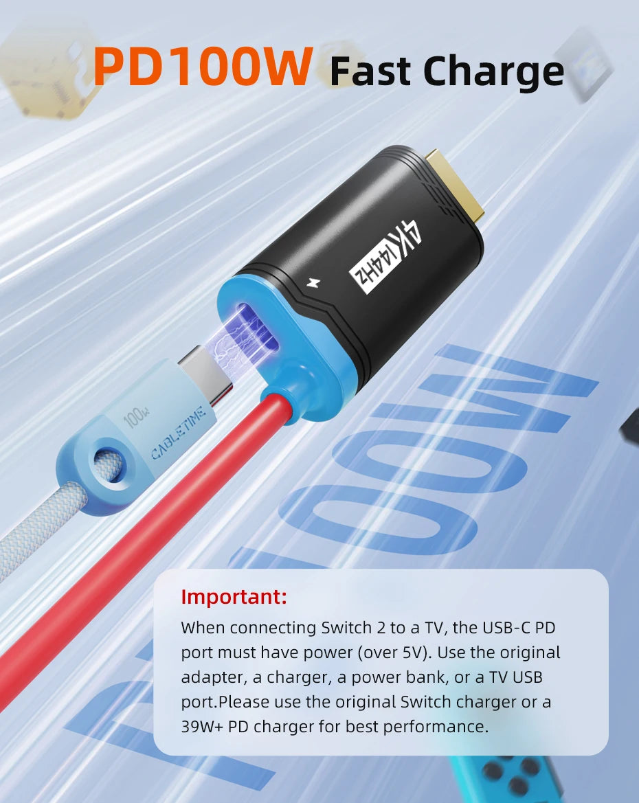 CABLETIME Switch 2 Dock Station Portable TV Dock 4K144Hz USB C to HDMI Cable PD 100W Adapter Prefect Switch 2/1 OLED for PS4/5