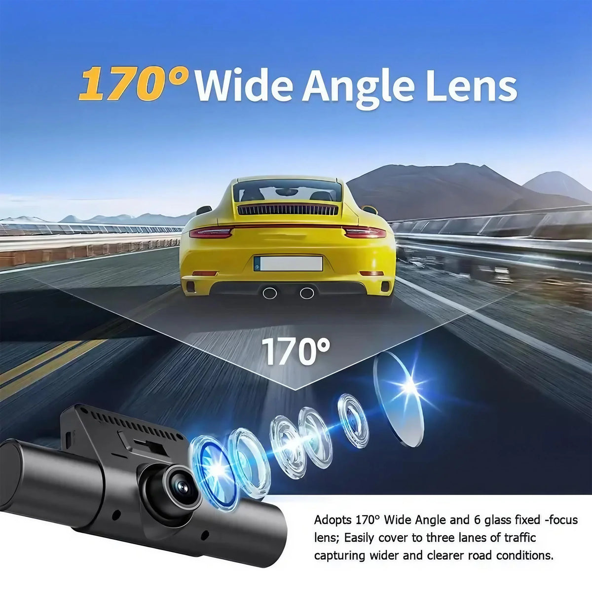 4 Lens Dash Cam 1080P Full HD 360 Degree View Car DVR 3.16 Inch IPS Screen Night Vision G Sensor Loop Recording Parking Monitor Wide Angle Laptop Connection Dashboard Camera for Complete Interior Exterior Safety Professional