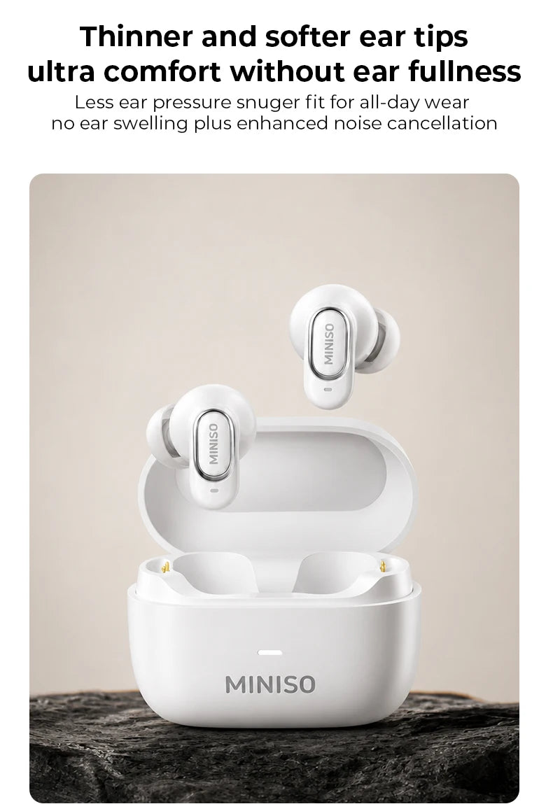 MINISO MS130 Wireless Bluetooth Earphones ENC Soft Wireless Headphones Sport Low Latency Comfort In-Ear Earbuds Macaron Travel