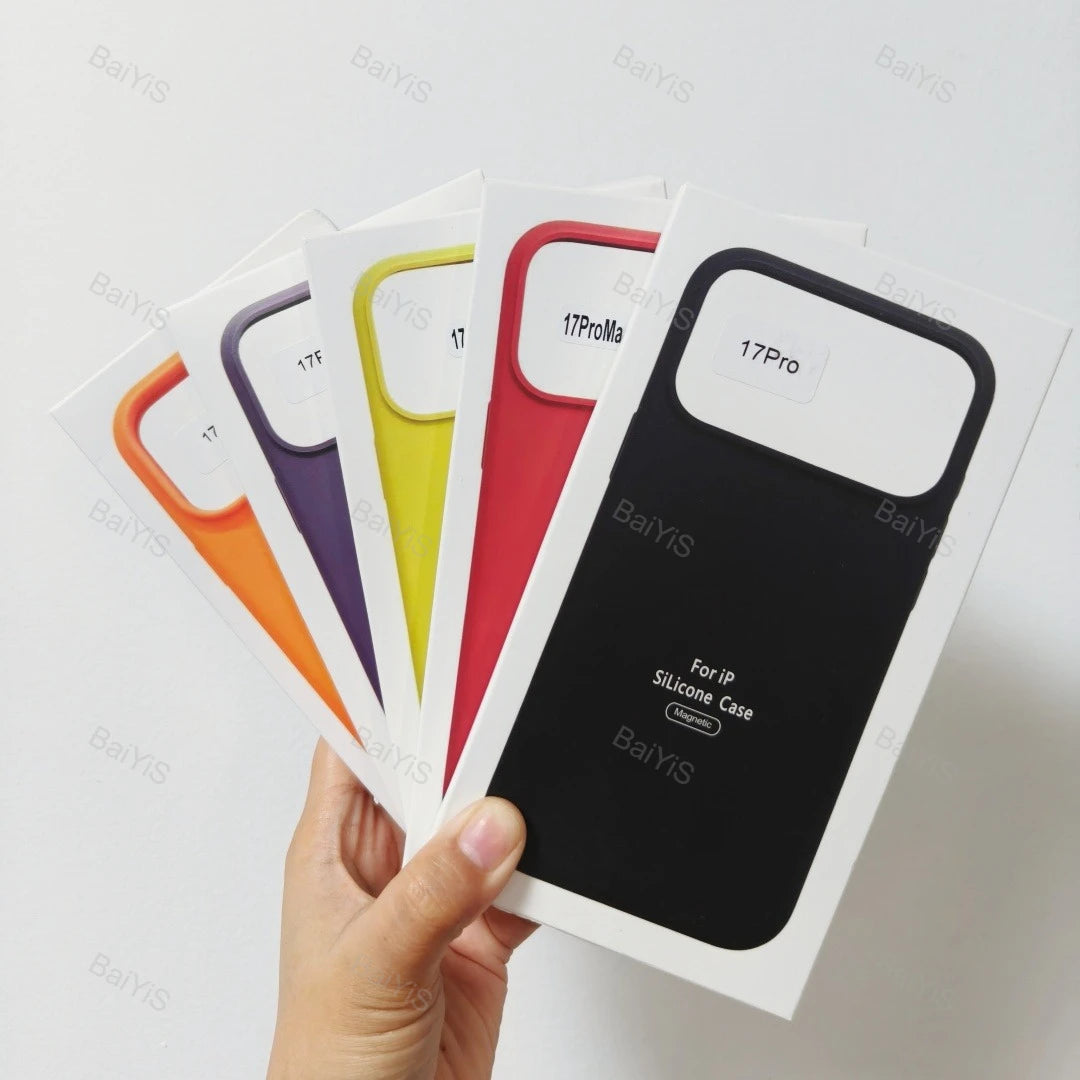 Luxury Original Magnetic Liquid Silicone Phone Case For iPhone 17 18 Pro Max For Magsafe Wireles Charger Button Cover with box