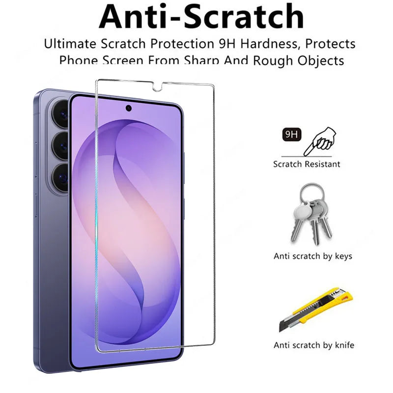 6IN1 Tempered Glass For Samsung Galaxy S26 S25 S24 Ultra S23 S22 S21 FE Plus Unlock HD Screen Protector Glass Phone Accessories