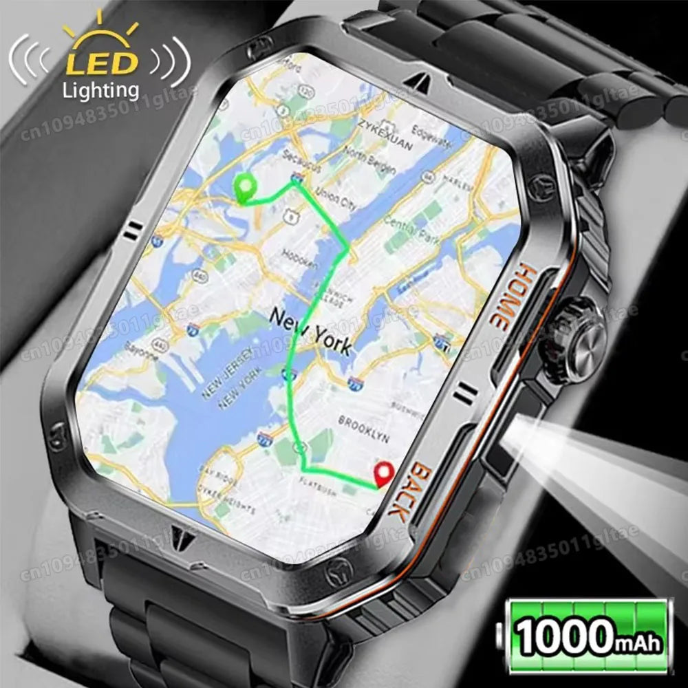 2026 New Rugged Military GPS Smart Watch Men Bluetooth Call Health Monitoring Sports 5ATM Waterproof Smartwatches Man Pk HT30