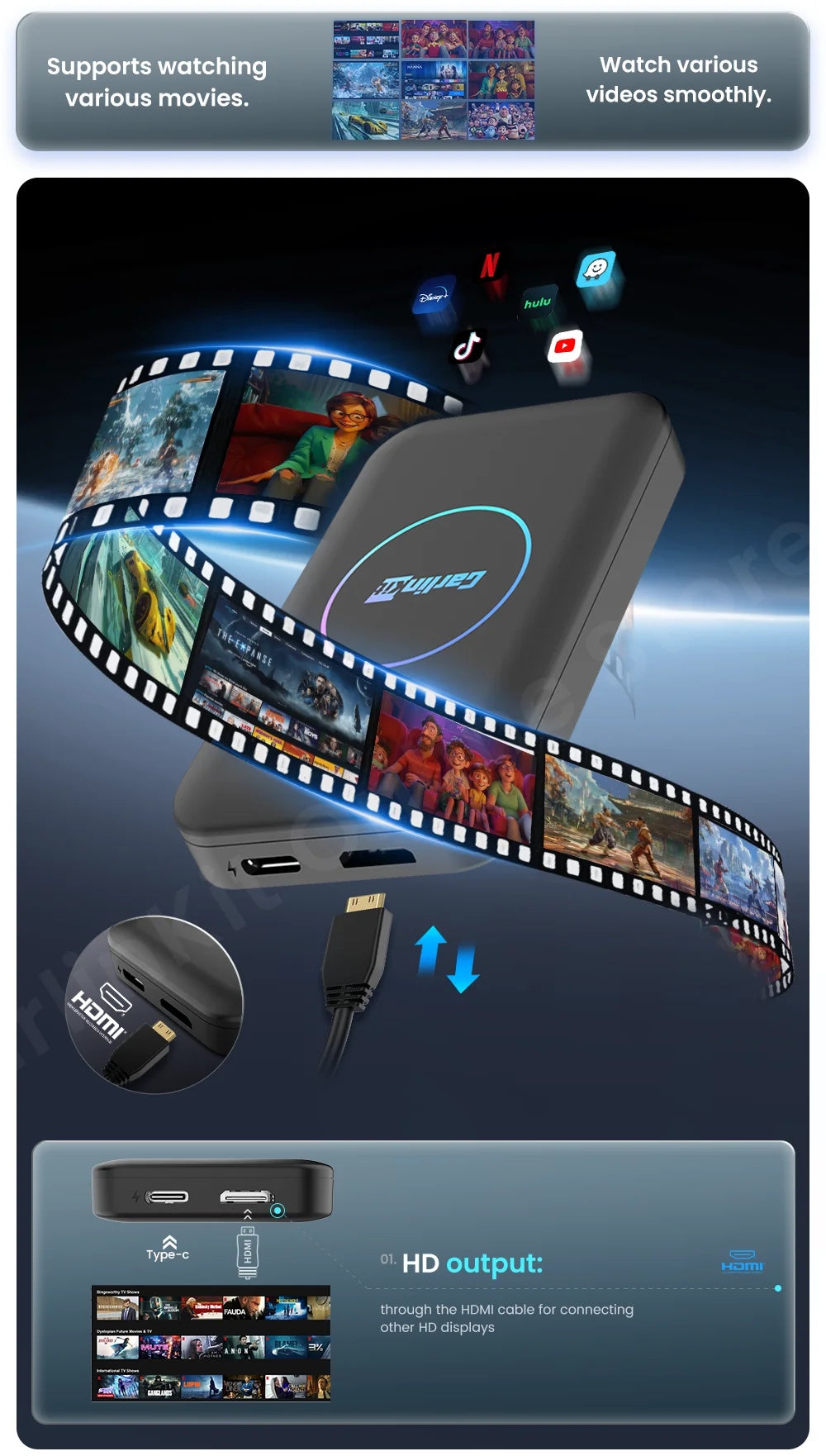 CarlinKit LiteS Android Tv Box Wireless Carplay Android auto Adapter Support Youtube Netfilx IPTV Spotify Car Radios Accessories