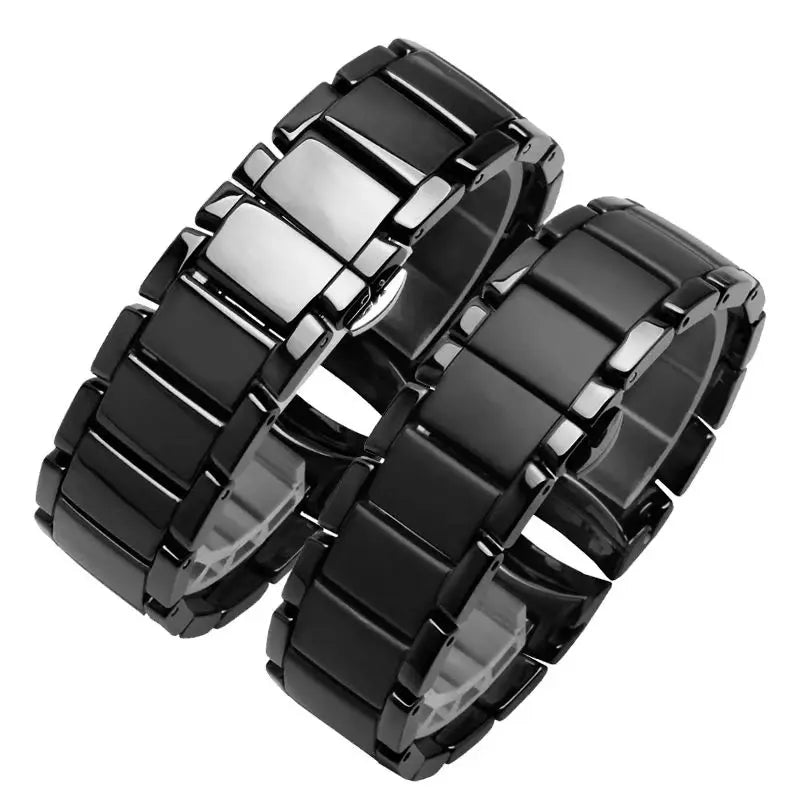High quality Ceramic case watchband for Armani watch AR1451 AR1452 AR1400 AR1410 AR1421 AR1440 Men's black strap accessories