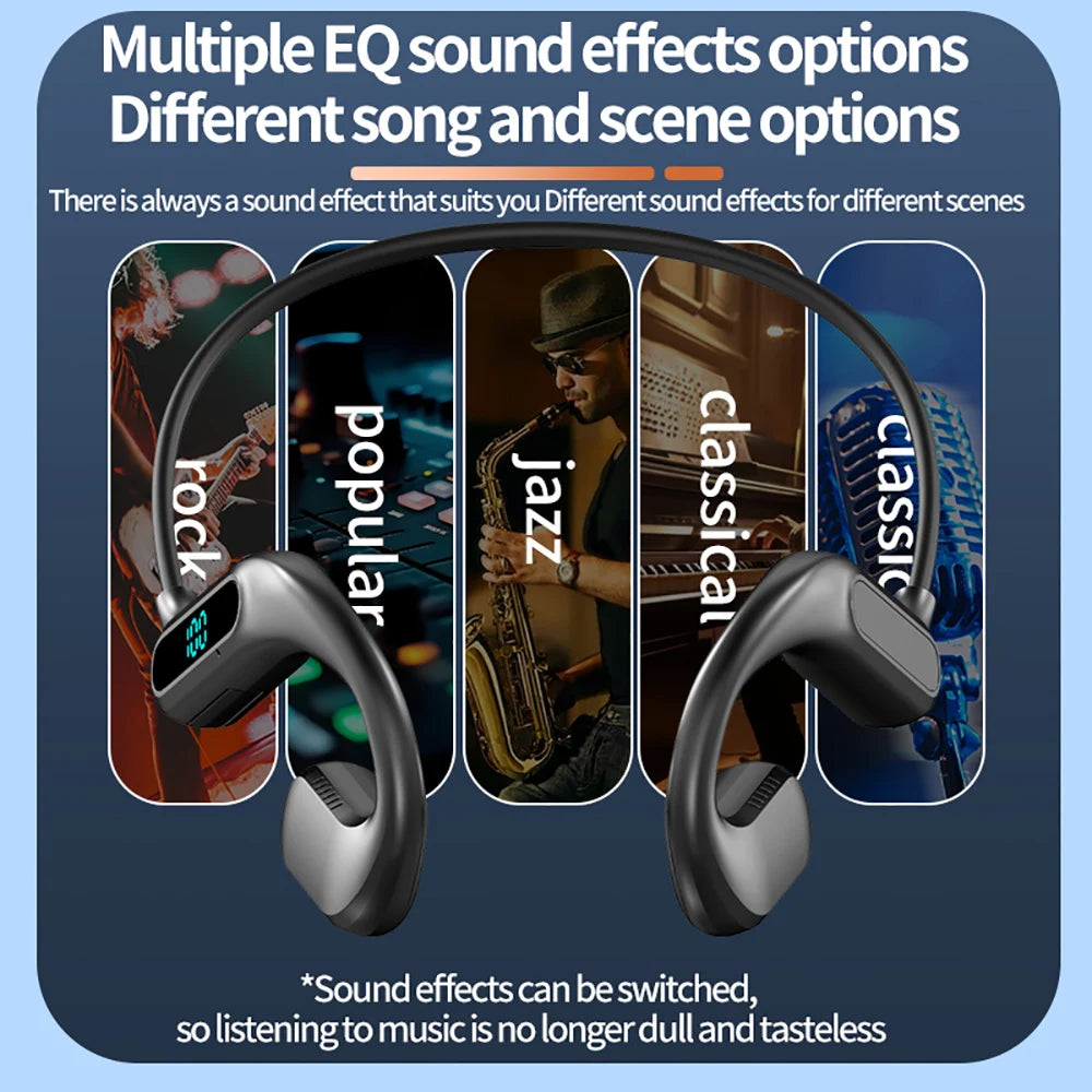 KEBIDUMEI Open Ear Bluetooth 6.0 Headphones Neckband Headsets TWS Wireless Earphones Sport HiFi Stereo Noise Reduction Earbuds