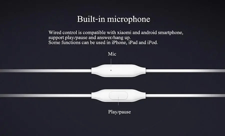 Original Xiaomi Earphone Wired 3.5MM In-ear Sport Music Headphone with Mic HiFi Gaming Headset For Redmi POCO Huawei Samsung