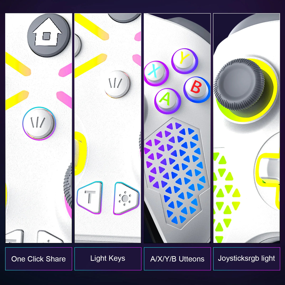 Turpow RGB Gamepad For Xbox One Controller,Xbox Seris S/X Dual Vibra 6Axis Gyroscope Wireless Game Xbox Console