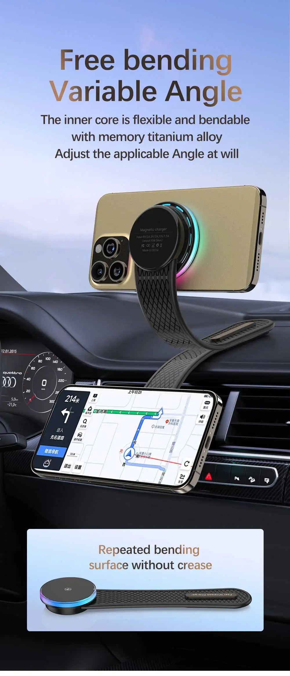 AIXXCO Car Phone Holder Magnetic Wireless Charger 15W Fast Charging Car Charger Holder For iPhone 16 15 14 13 Pro Max
