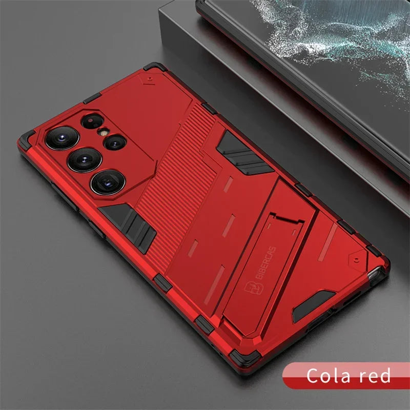 Armor Shockproof Phone Case For Samsung Galaxy S26 S25 S24 S23 S22 Ultra Plus Edge S26 Pro With Holder Lens Protect Cover