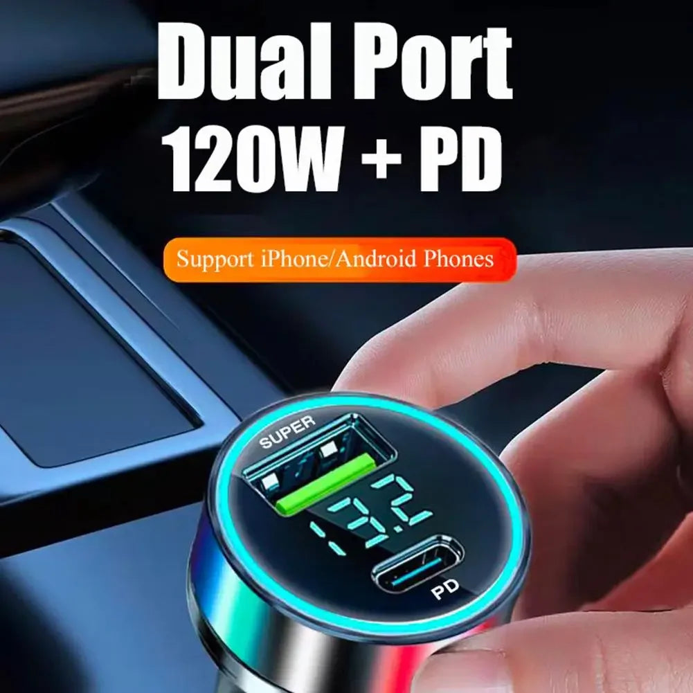 120W Quick Charging Adapter Super Fast USB Car Charger For iPhone Samsung Used For SUVs