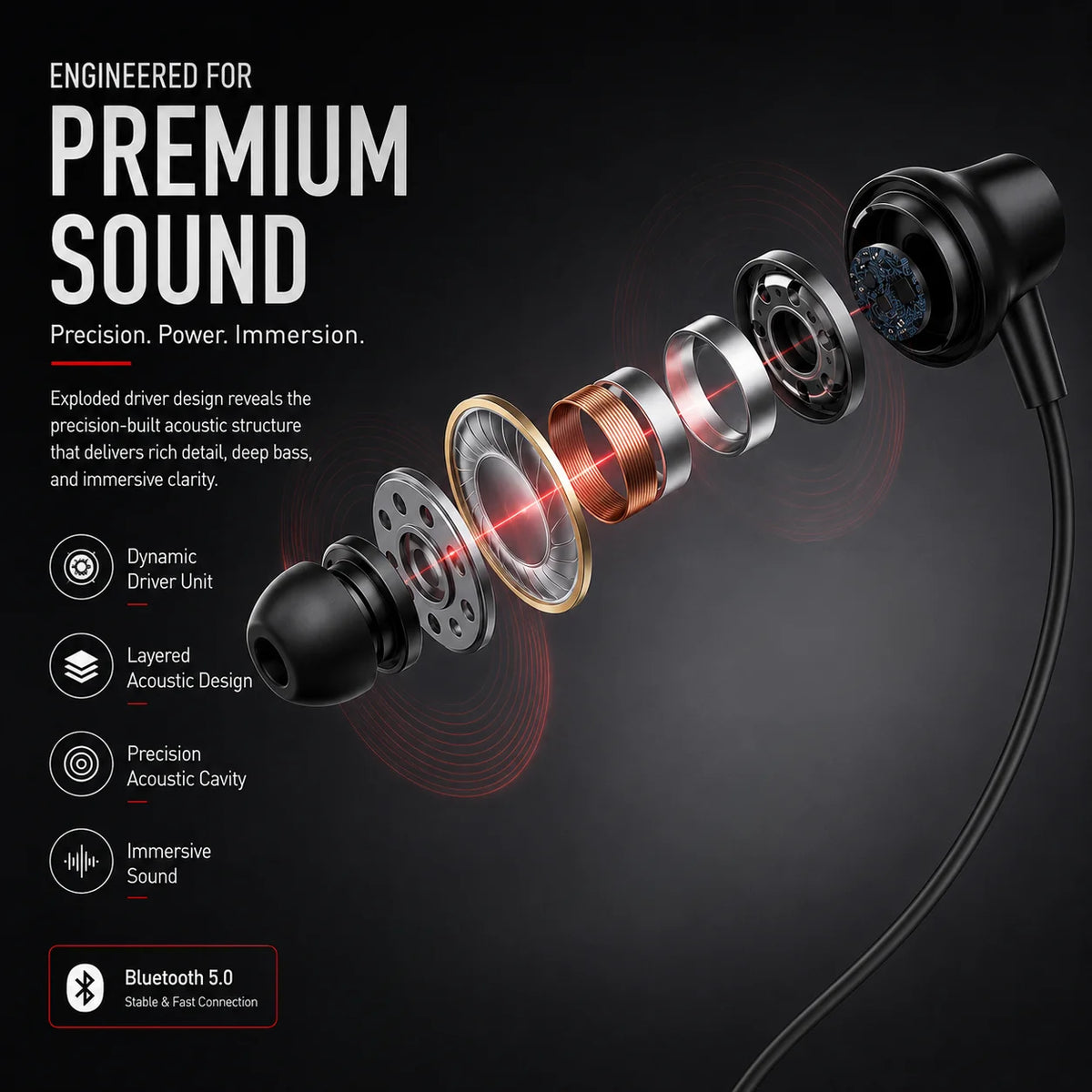 Bluetooth 5.4 Neckband Wireless Earbuds with Mic, 100H Standby Stereo Magnetic Sports Headphones for Running, Gym, Travel, Phone