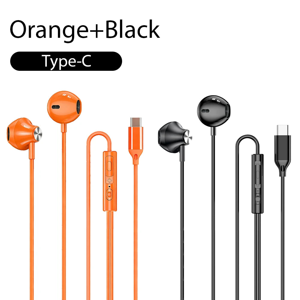 Wired Headphones For ios Android In Ear Earphones HiFi Surround Sound USB Type C Music Gaming Earplugs For iPhone 17 Pro Samsung