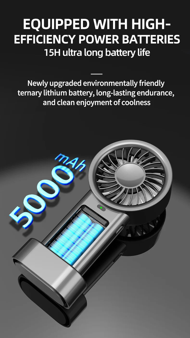 Solar Handheld Fan Small Dekstop Fan USB Light Rechargeable Portable Mini Air Cooling Hand Fan for Outdoor Camping Travel Hiking