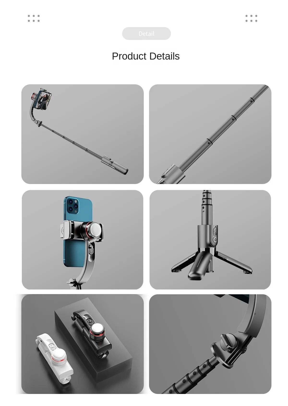 Mobile gimbal Stabilizer Foldable with Tripod Stand, Anti-Shake Function and Phone Holder for Live Streaming and Selfie Stick
