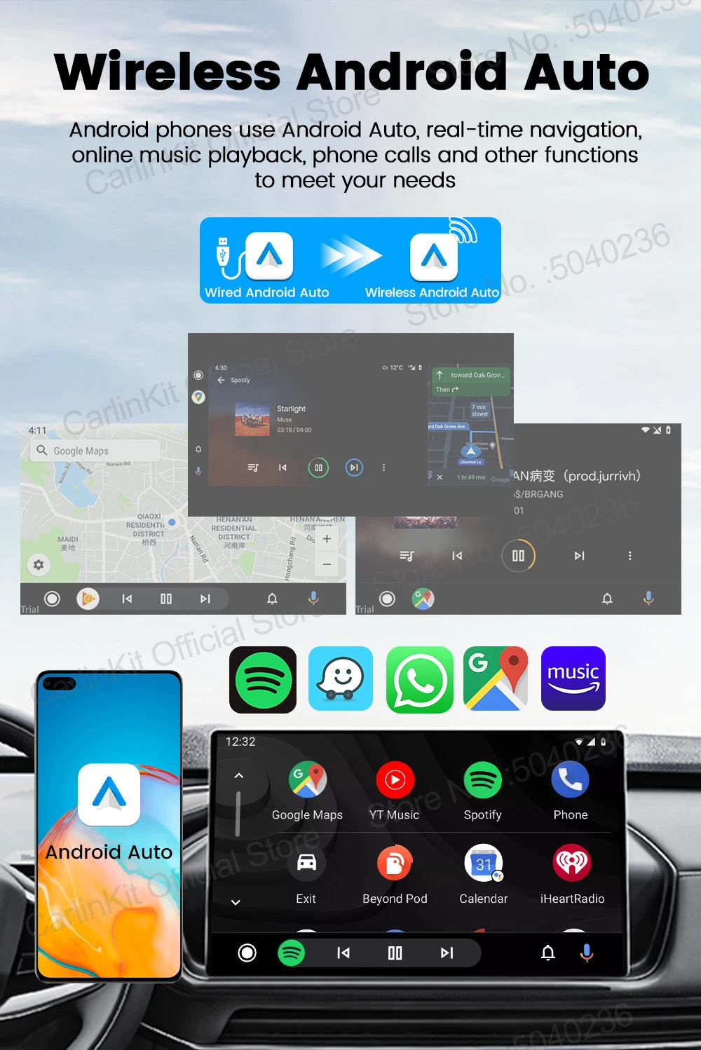 2026 CarlinKit 5.0 Mini Ultra 3 CarPlay Android Auto Wireless Adapter 2.4G&5.8GHz WiFi BLE OTA Upgrade For OEM Car Plug and Play