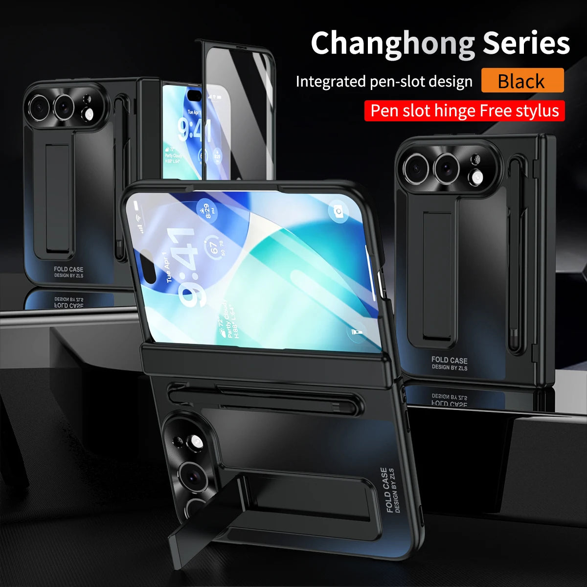 Suitable for iPhone Duo Folding Case Tempered Film Stylus Hinge Stand Protects Back Cover-Phone Case Funda