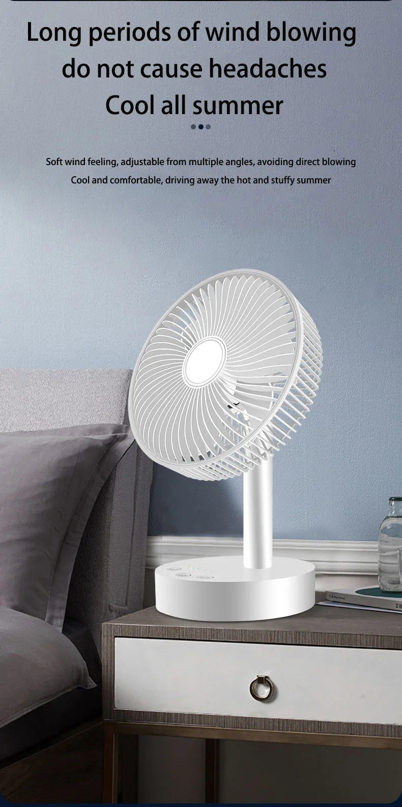 3600mAh USB Desk Fan 4 Speed Adjustable Desktop Table Fan with Strong Wind Quiet Portable Kipas USB Oscillating Fan
