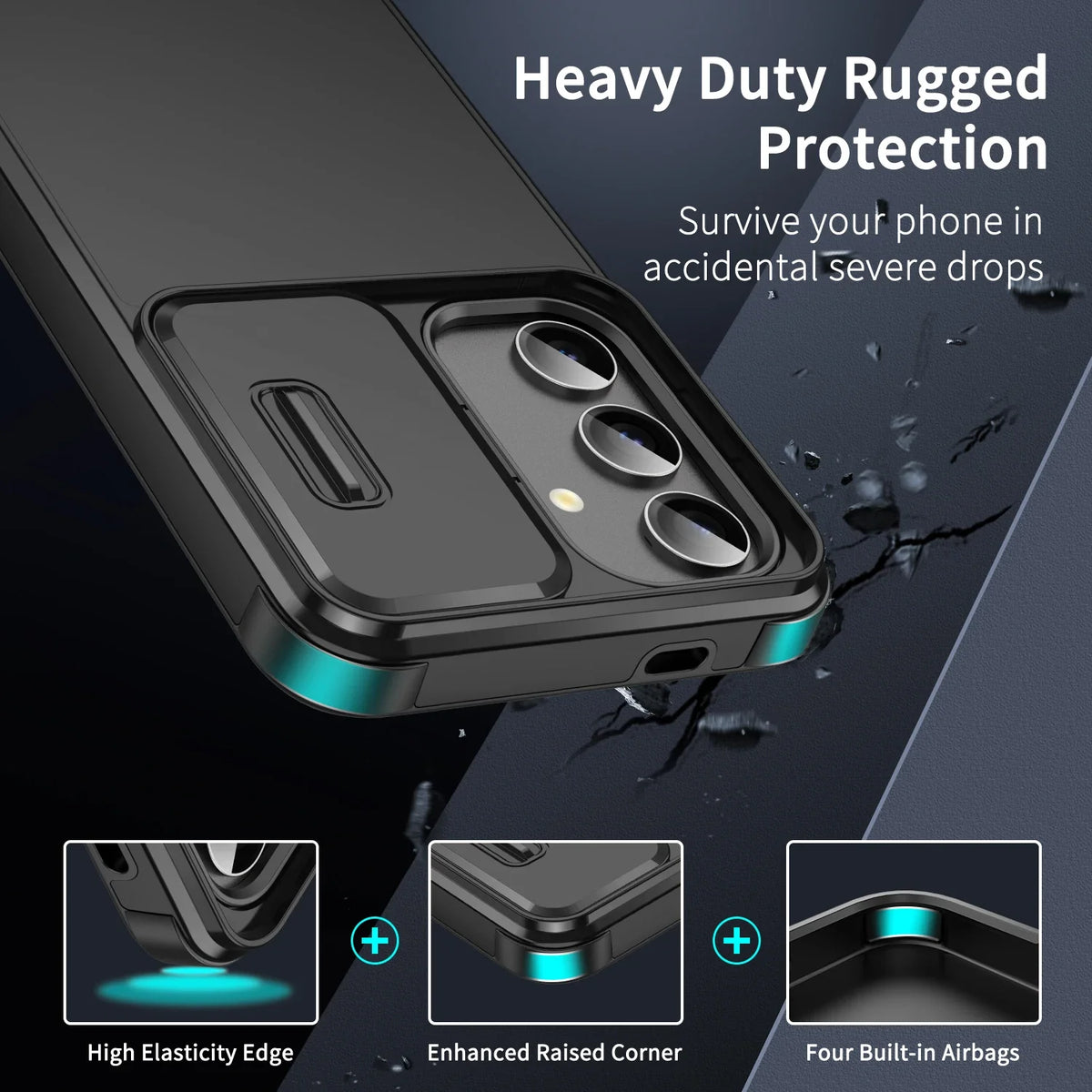 Luxury Shockproof Armor Phone Case For Samsung Galaxy S26 S25 Edge S24 S23 S22 Ultra FE Plus Slide Camera Protection Back Cover