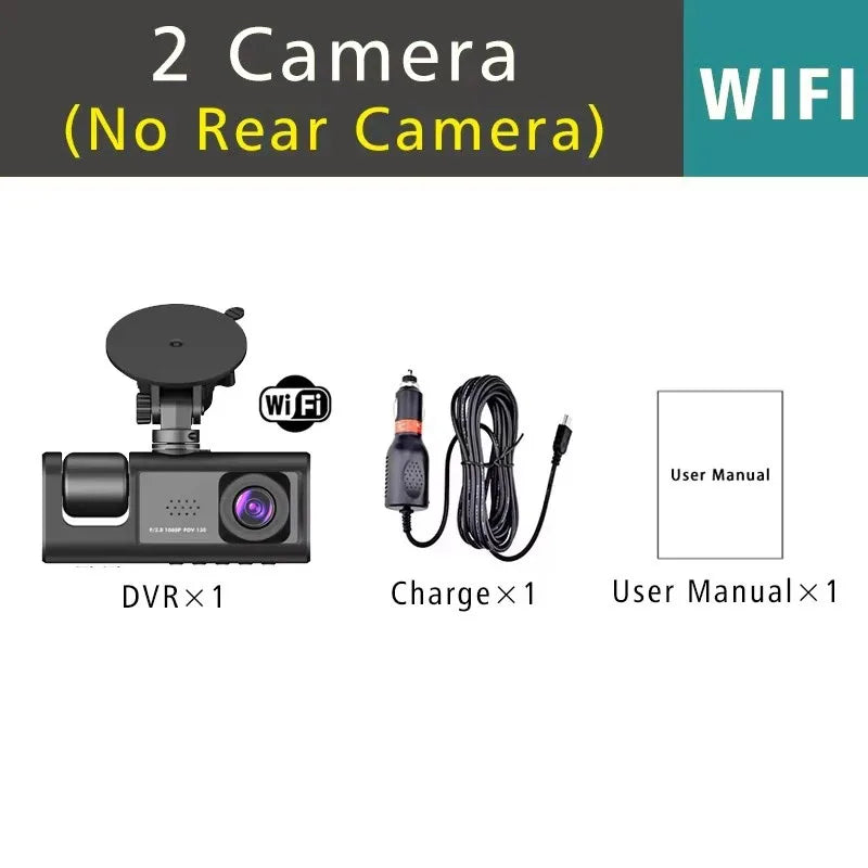 Dash Cam Front and Rear Inside 1080P Dash Camera 2 Channel WiFi Car Camera Night Vision Driving Video Recorder G-Sensor