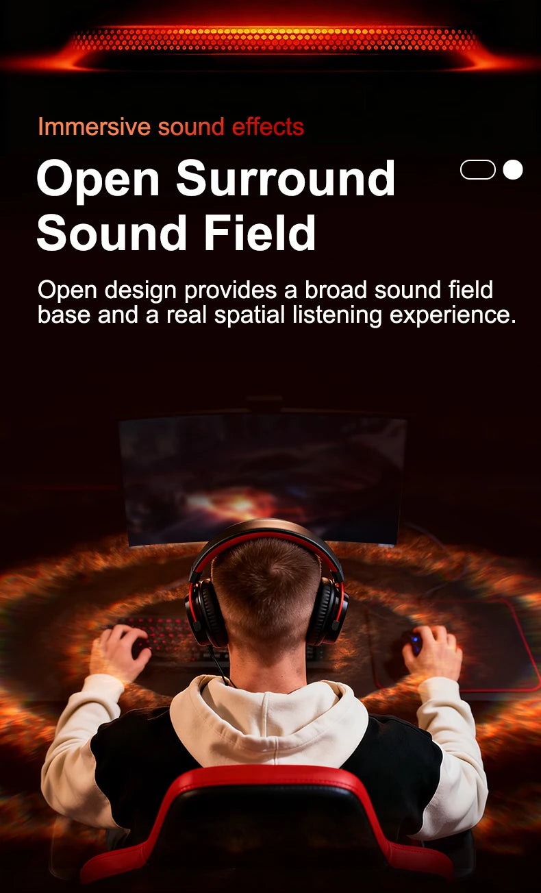 Acer Ohw346 Wired Gaming Headset with Ultra-High-Definition Large Diaphragm Spatial Surround Audio, Soft and Skin-Friendly Materials, Fully Encloses the Ear for Comfortable Wearing Without Applying Pressure on the Head