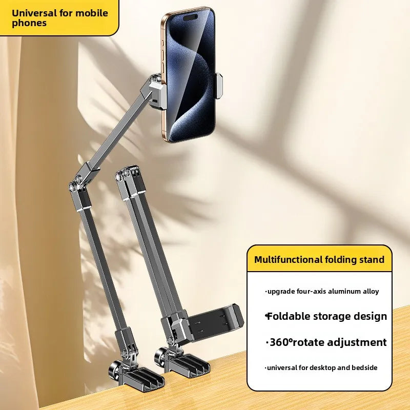 Adjustable Bed Phone Holder Stand for 4.7-12.9 Inch Phone Tablet, Foldable Metal Arm Desk Clamp, 360° Viewing