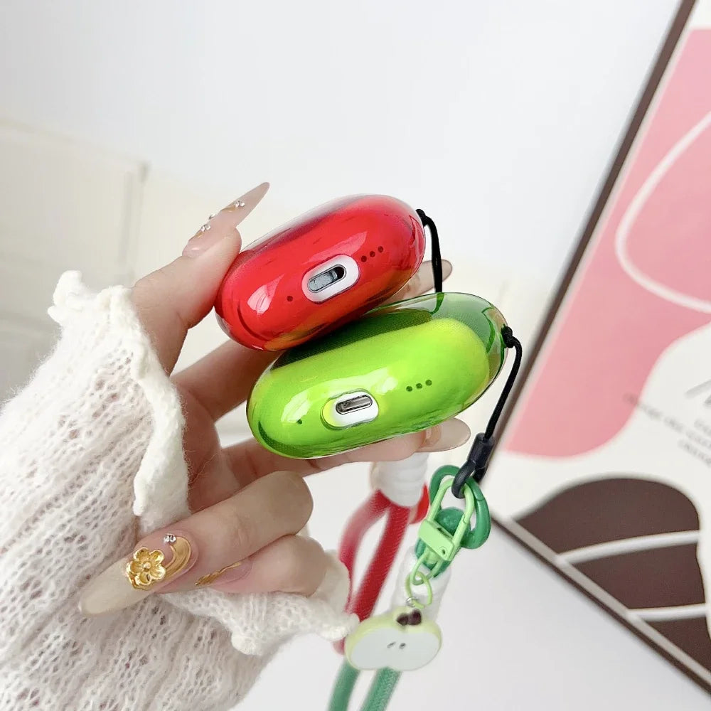 New Translucent Apple Shape Headphone Case TPU Gold Silver Red Green for Airpods Pro 1/2/3 4
