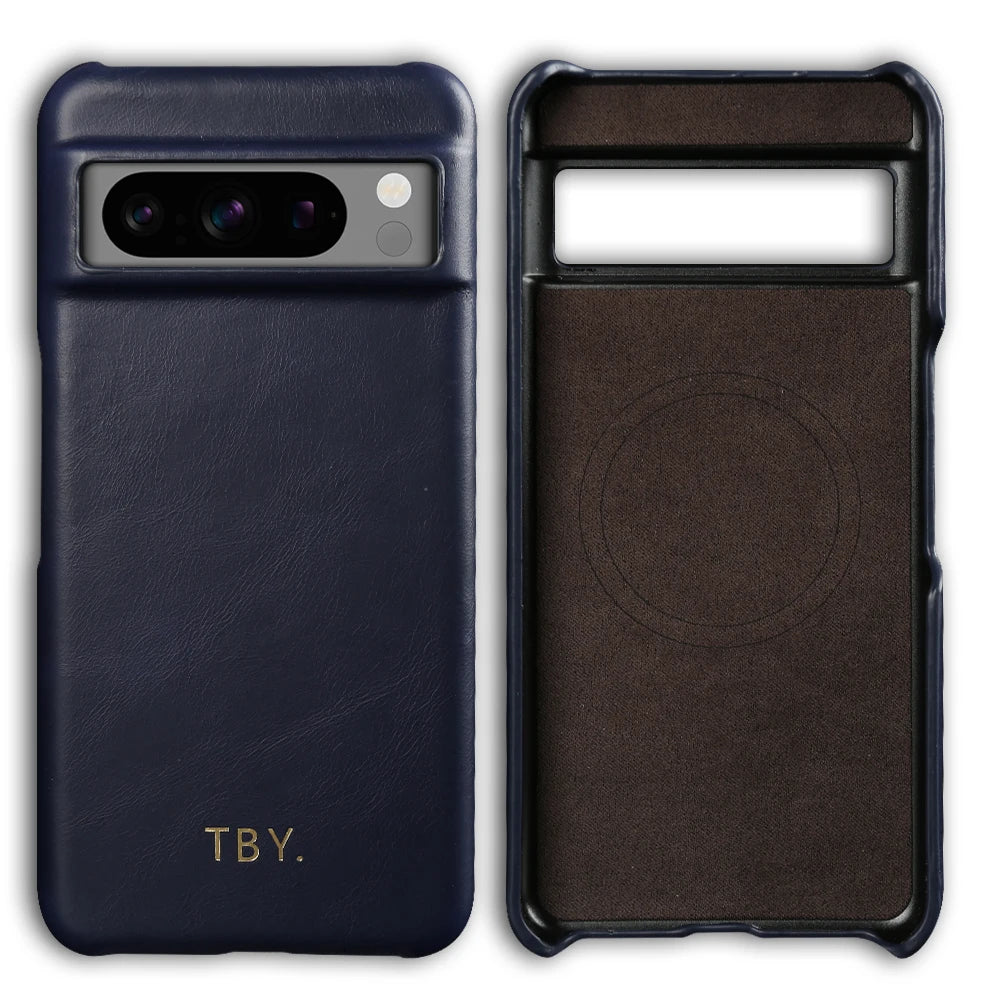 Engrave Initials Oil Wax Genuine Leather Case For Google Pixel 11 10 Pro XL 10A 9A 9 Pro XL 8 8A 7A 7 6A 5A 5 6 Phone Back Cover