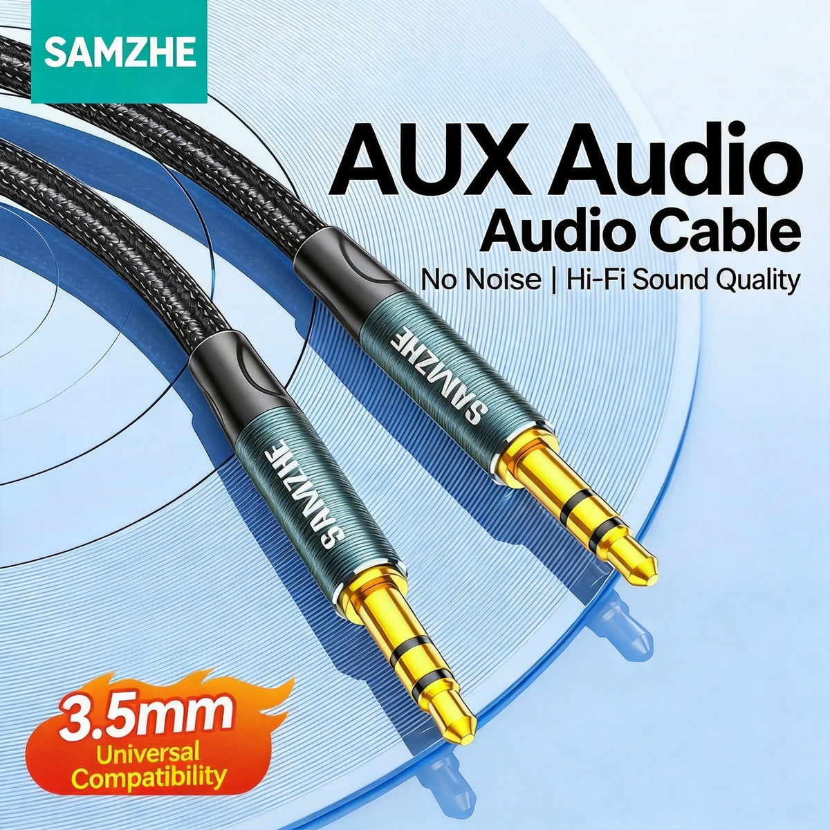 SAMZHE Jack Aux Cable 3.5mm Audio Cord Aux Jack 3.5 Male to Male Cable Jack 3.5 Audio Cord for Phone Car Headphones Speaker MP3