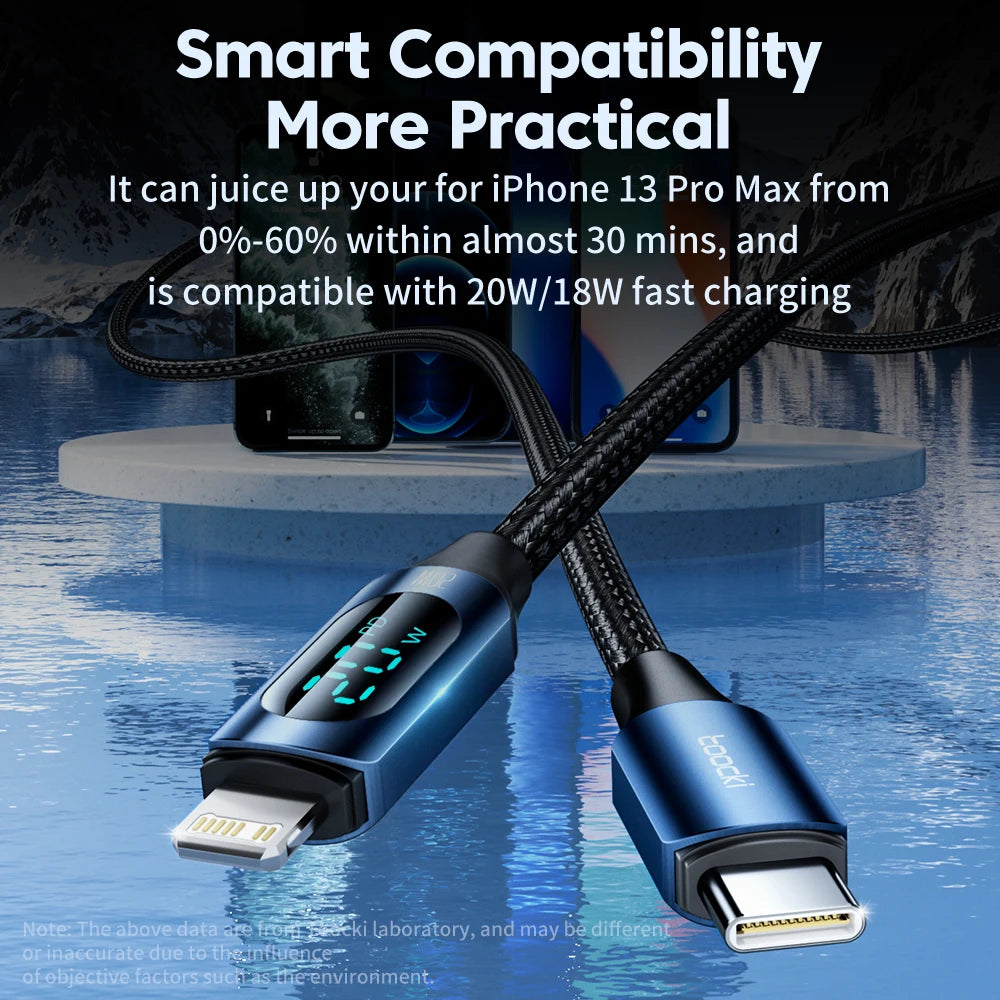 Toocki USB C Lighting Cable For iPhone 14 13 12 Pro Max X Xr 8 7 Plus PD 20W Fast Charger Lighting Data Wire Cord For iPad 1m