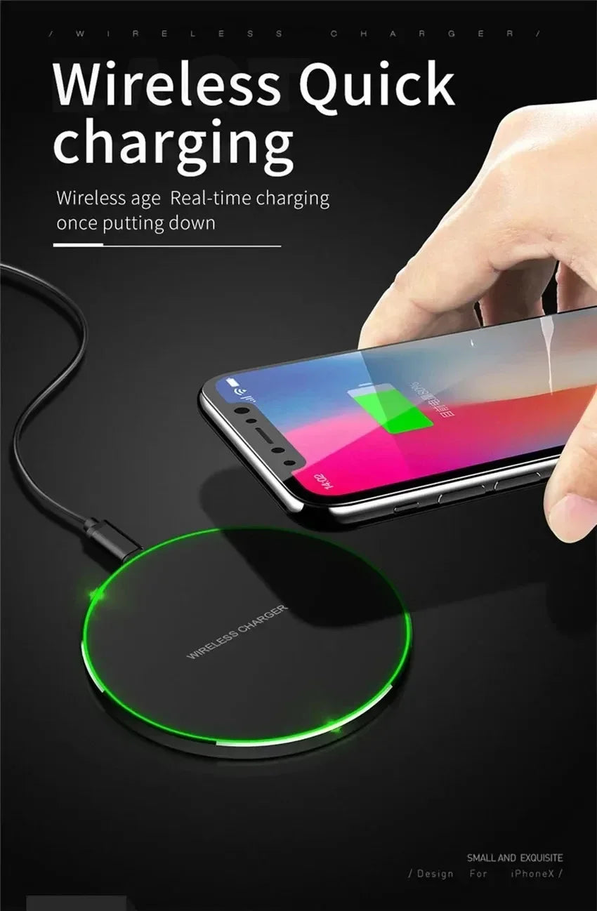 15W Wireless Charger Pad Stand For iPhone 15 14 13 Pro Max Samsung S24 Xiaomi Phone Charger Induction Fast Charging Dock Station