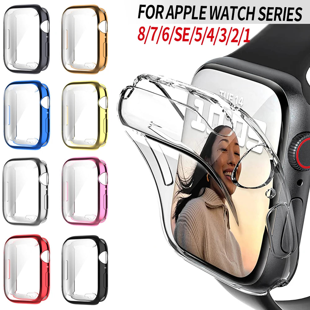Screen Protector for Apple Watch Case 45mm 41mm 44MM 40MM 42mm 38MM Full TPU Bumper Cover Accessories iWatch Series 9 8 7 SE 6 3