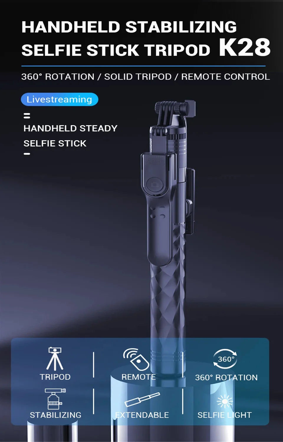 FGCLSY New Tripod for Smartphone Camera,Stand with Bluetooth shutter and light,Wireless Selfie Stick brackets with Phone Holder