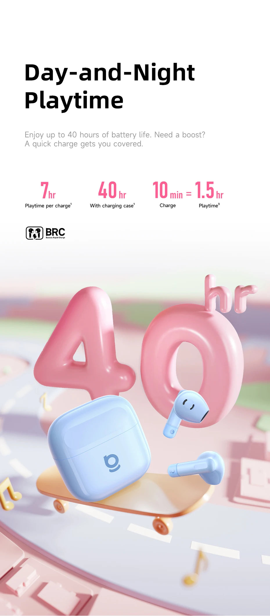 Baseus Bass BS2 Lite True Wireless Earbuds Bluetooth 6.0 Semi-in-Ear Earphones 2-Mic AI ENC 40H Playtime IP55 SuperBass Ear buds