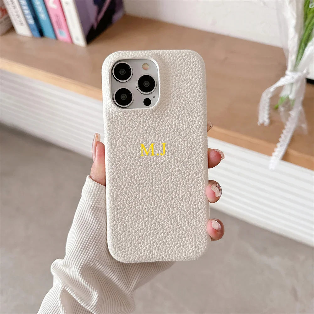 Personalised Customize Initials Name DIY Case For iPhone 17 Pro Max 16 15 17 Pro Max 14 13 12 Candy Color Leather Cover