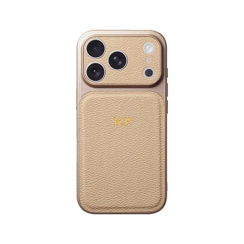 Personalized Luxury Classic Faux Leather Case For iPhone 18 17 16 15 14 13 Pro Max Air Custom Name Gold Hot Foil Engraved Case