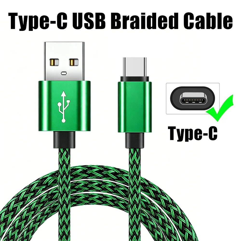 Alloy Braided Type C USB Fast Charge Cable For Samsung Xiaomi Redmi POCO Huawei Honor OPPO VIVO Quick Charging USB Type-C Cables