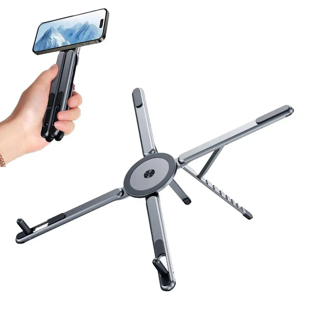 Magnetic Phone Holder Handheld Selfie Stick Tripod Foldable Desk Stand for iPhone 17 16 iPad Tablet Laptop Bracket