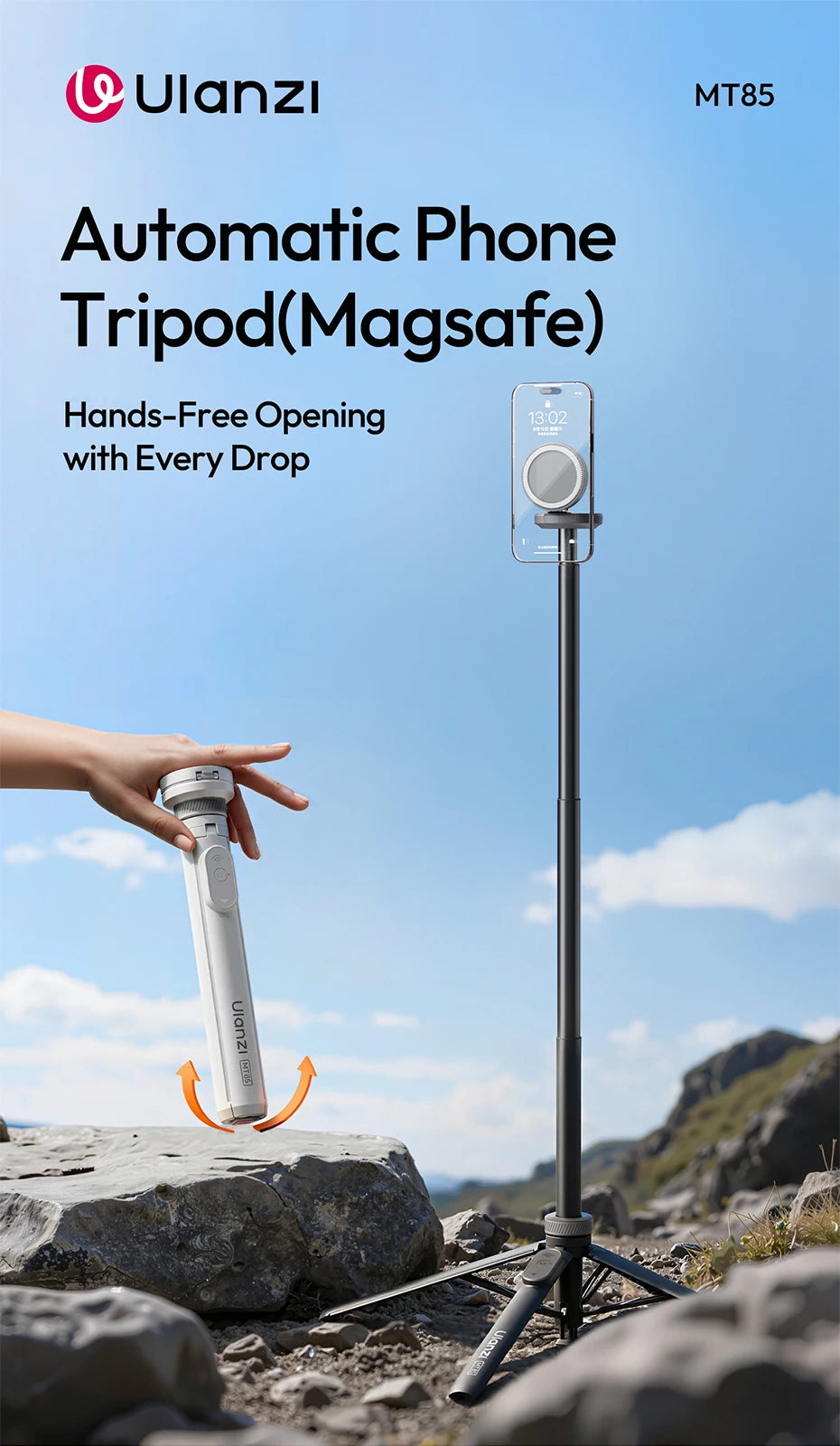 Ulanzi MT85 1.5M Upgrade Magsafe Phone Tripod for Iphone 17 16 15 Android Automatic Tripod Selfie Stick for Smartphone Vlog Live