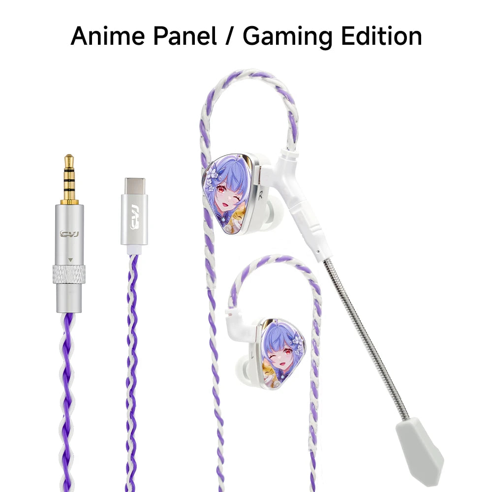 CVJ JEMINE Gaming Earphones 1DD+1BA Hybrid Driver Wired Earbuds Detachable Faceplate HiFi In-Ear Monitor Gaming Music Dual Style