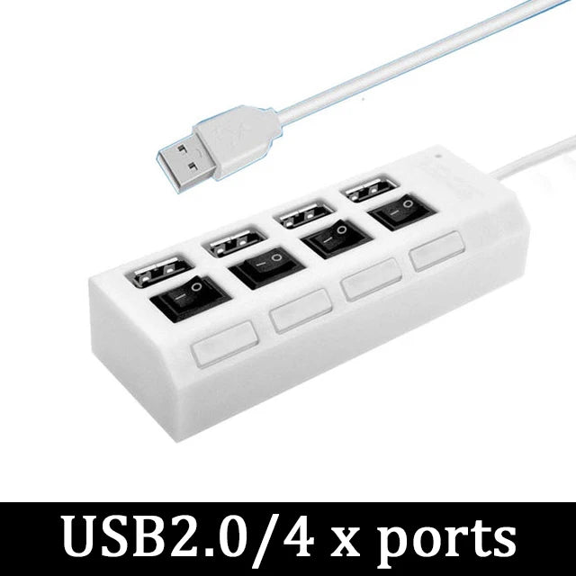 4/7 in 1 Multi USB Splitter Hub USB Hub 2.0 Use Power Adapter USB 2.0 Multiple Expander Switch Hub Docking Stations 30CM Cable