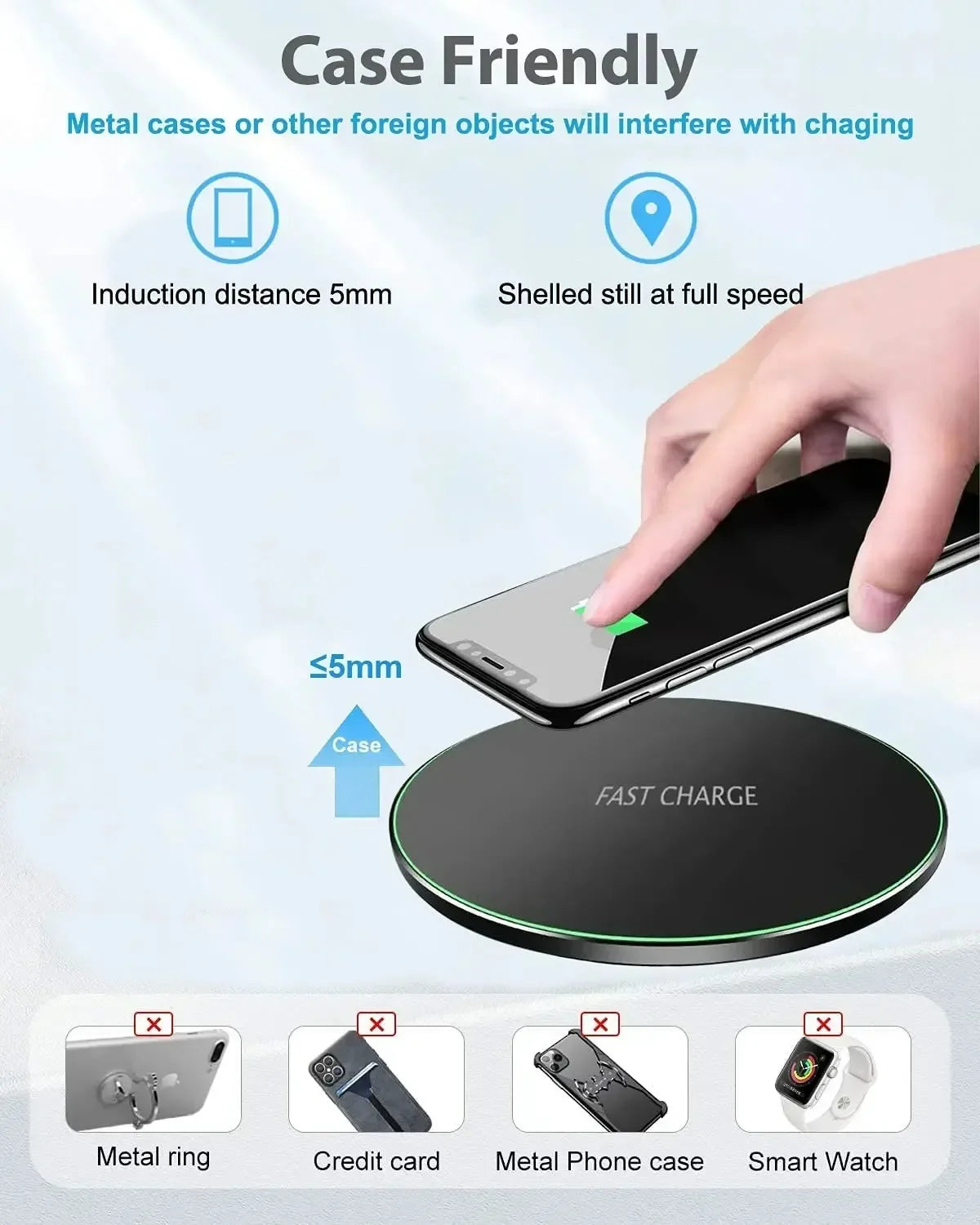15W Wireless Charger Pad Stand For iPhone 15 14 13 Pro Max Samsung S24 Xiaomi Phone Charger Induction Fast Charging Dock Station