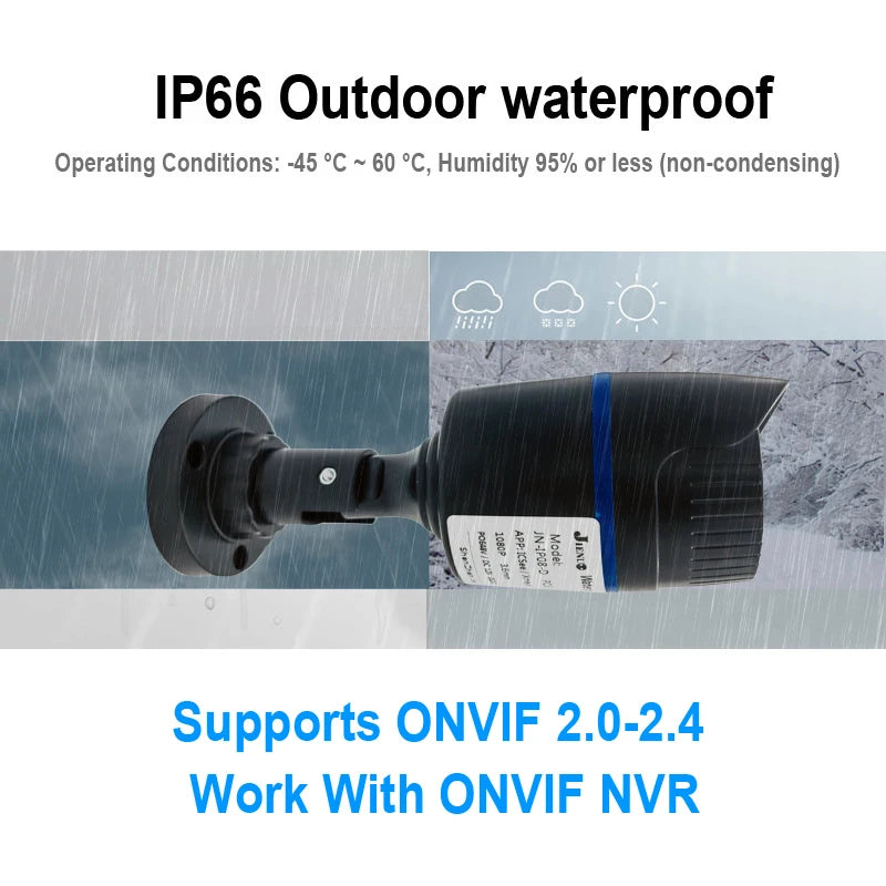 JIENUO 4K Poe Camera Outdoor Onvif Waterproof IP Security Night Vision Video Audio 4MP 5MP 8MP Bullet HD Home Cam Surveillance