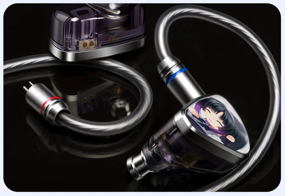 CVJ KIRA HiFi IEM In-Ear Earphones Wired Detachable Cable 3.5mm Type-C 4.4mm Balanced Earbuds For Music Gaming Anime Design