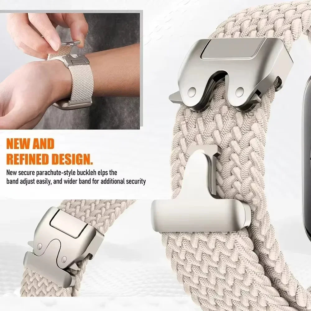 Nylon Braided Loop Strap For Huawei Watch 5 46mm GT5-4-3 Parachute Buckle Flexible Wristband For Samsung Watch 7/6/5/4 Bracelet