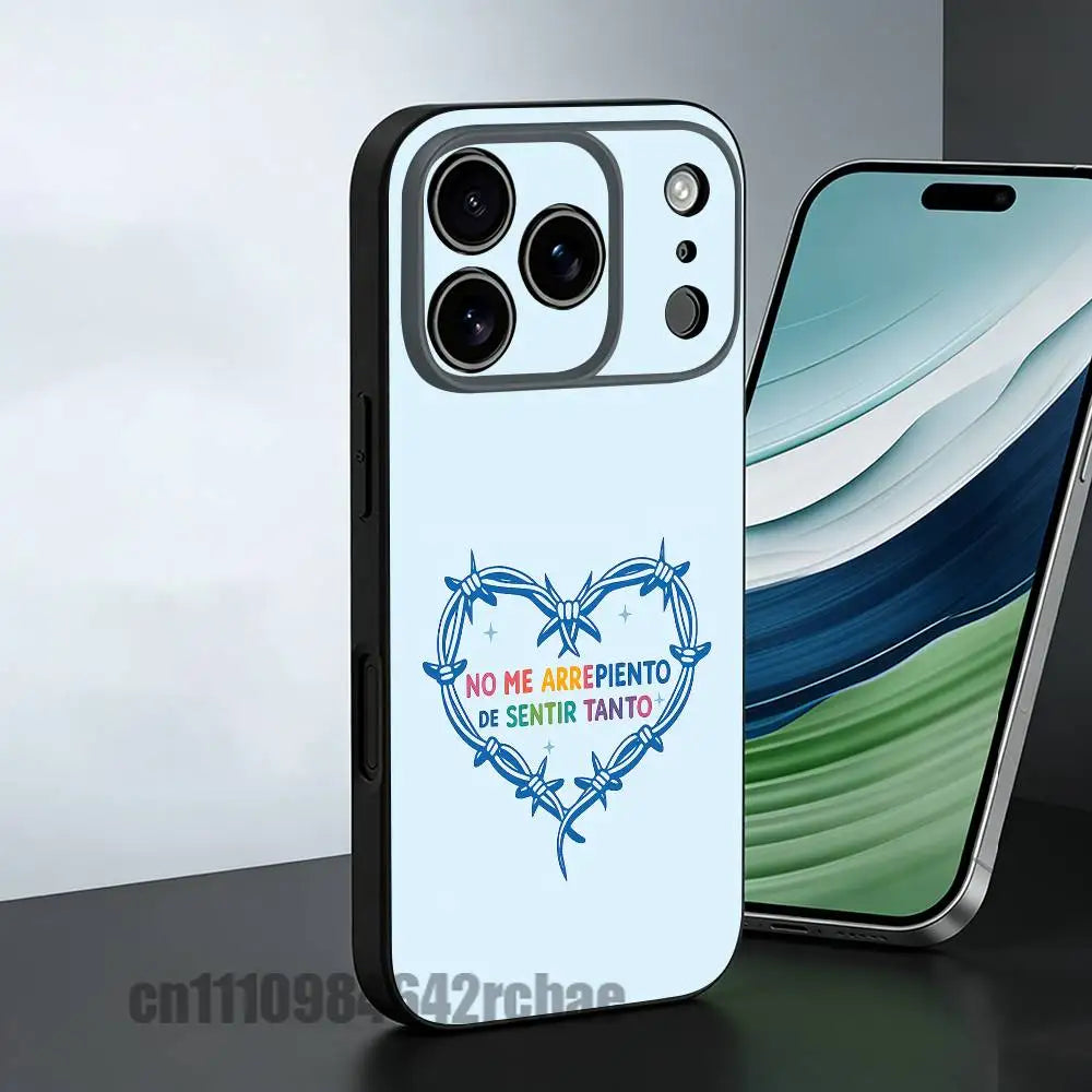 For Karol G No Me Arrepiento De Sentir Tanto Phone Case For iPhone 15 17 11 14 13 12 16 Air Pro Max Mini Plus Custom Black Cover
