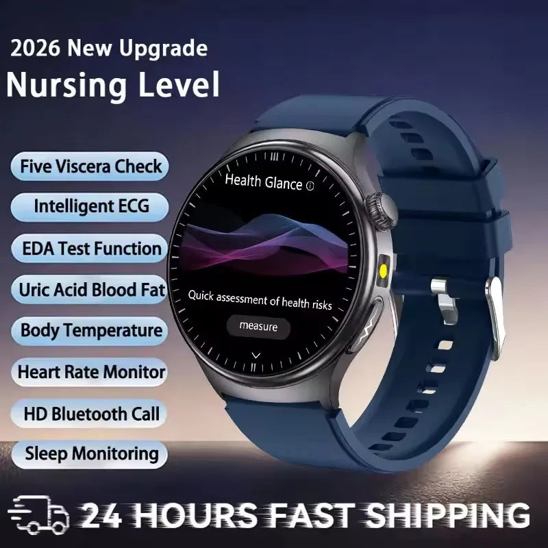 2026 New Accurate Diagnosis ECG Smart Watch Body Fat Blood oxygen BP Health Sport HD AMOLED Screen call Smart watch Men Women