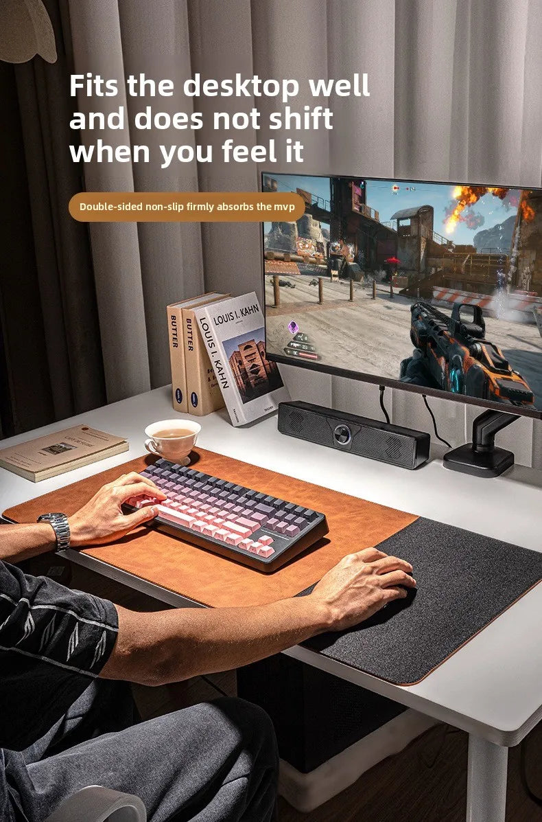 3in1 Large Mouse Pad Double Sided Leather Cork Waterproof Gaming Office Desk Mat Non Slip Computer Desk Pad Accessories Mousepad