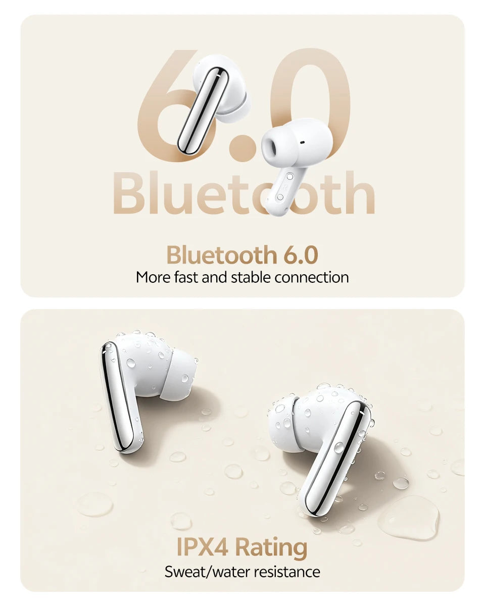QCY Melobuds N20 BH25HT20A Wireless Bluetooth 6.0 Earphone -50dB Adaptive ANC 13mm Drivers Headsets 6 Mics HD Calls Earbud 40Hrs